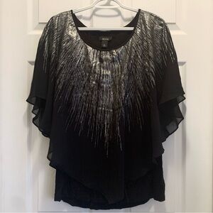 Alyx Black Tank with Black/Silver Sheer Shirt Sleeve Overlay Top - XL
